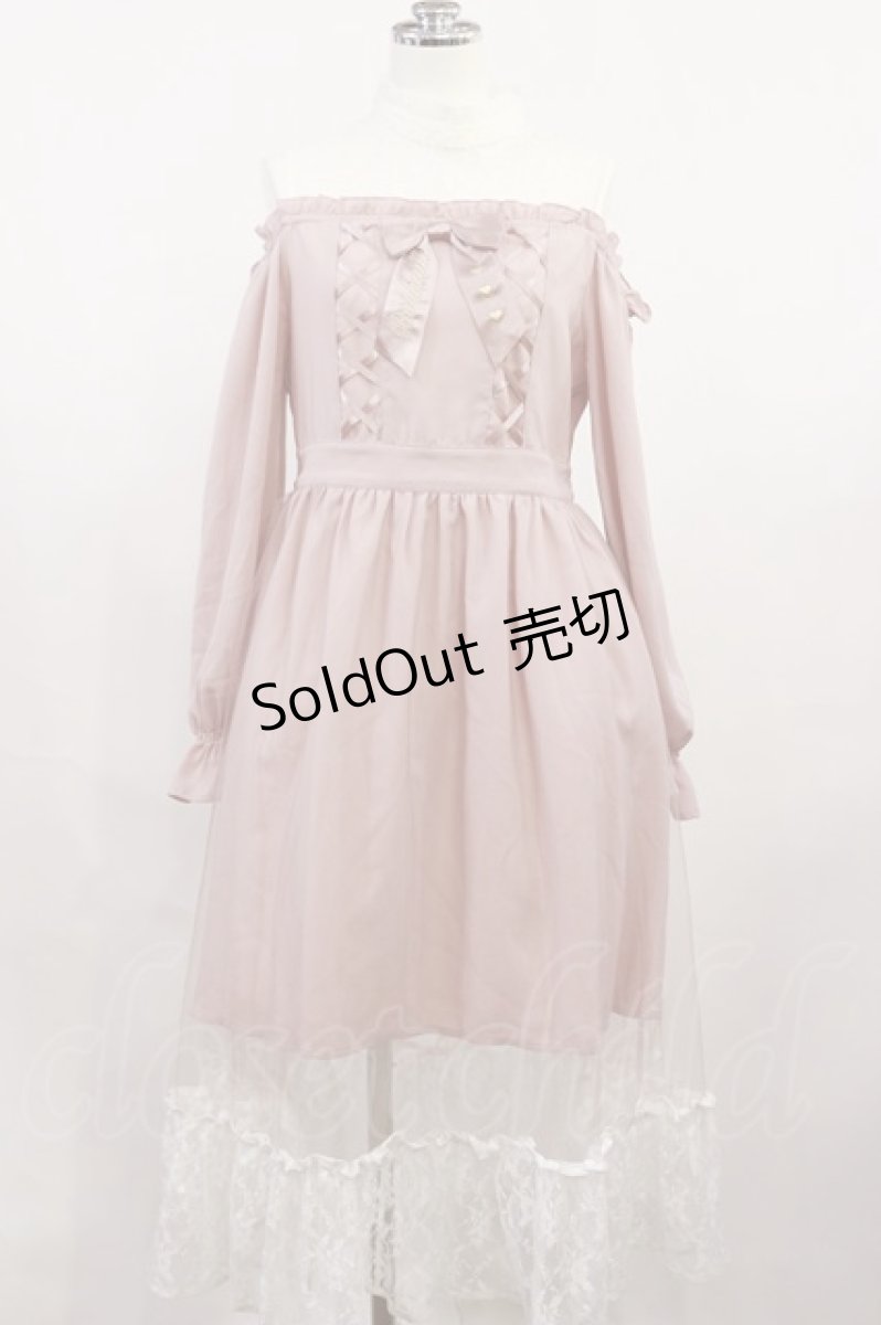 画像1: axes femme kawaii / レースアップオフショルワンピース M ピンク H-26-05-02-002-AX-OP-NS-ZH (1)