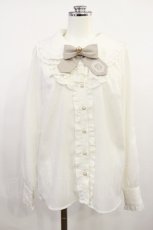 画像1: Amavel / 刺繍入りリボン×ジャボ付ブラウス Free オフ/ベージュ H-26-05-02-037-CA-BL-NS-ZH (1)
