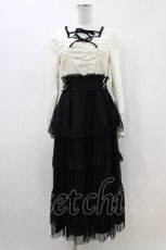 画像1: couture BY ROJITA / チュールティアードドッキングワンピース Free アイボリー/ブラック H-26-05-03-035-GO-OP-NS-ZH (1)