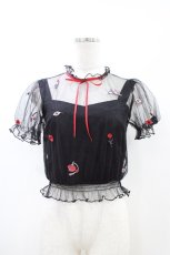 画像1: Swankiss / コスメ刺繍トップス Free ブラック H-26-05-03-048-CA-TO-NS-ZH (1)
