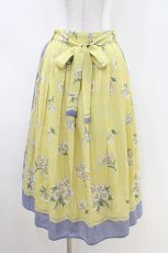 画像1: Jane Marple / Miss Daisyのタックスカート  イエロー×ラベンダー H-26-05-03-1033-JM-SK-KB-ZH (1)