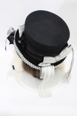 画像2: ALICE and the PIRATES / 時計うさぎのロップイヤーシルクHAT  ブラック H-26-05-03-010-PA-AC-NS-ZH (2)