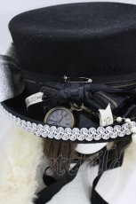 画像3: ALICE and the PIRATES / 時計うさぎのロップイヤーシルクHAT  ブラック H-26-05-03-010-PA-AC-NS-ZH (3)