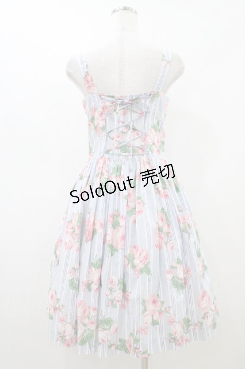 画像2: Jane Marple / ウォールペーパーローズブーケサンドレス  ブルーグレイ H-26-05-04-046-JM-OP-KB-ZH (2)