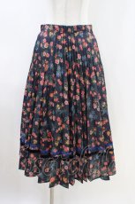 画像1: Jane Marple Dans Le Salon / Flowers of Jouy double accordion skirt  ネイビー H-26-05-04-1016-JM-SK-KB-ZH (1)