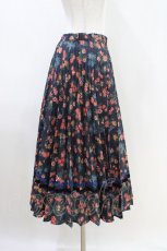 画像2: Jane Marple Dans Le Salon / Flowers of Jouy double accordion skirt  ネイビー H-26-05-04-1016-JM-SK-KB-ZH (2)