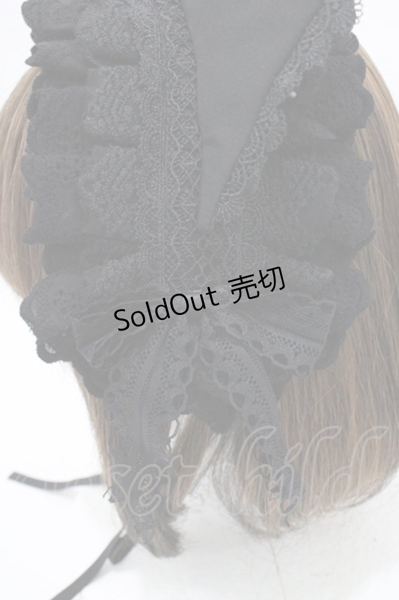 画像3: ATELIER PIERROT / Mimi de Chat Lace Headdress  黒 H-26-05-04-006-EL-AC-AK-ZH (3)