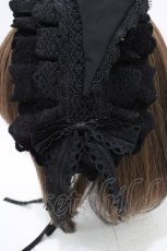 画像3: ATELIER PIERROT / Mimi de Chat Lace Headdress  黒 H-26-05-04-006-EL-AC-AK-ZH (3)