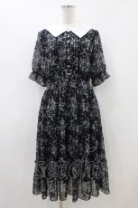 画像1: axes femme / ブーケ線画柄ドットドビーワンピース M ブラック H-26-05-05-1038-AX-OP-NS-ZH (1)