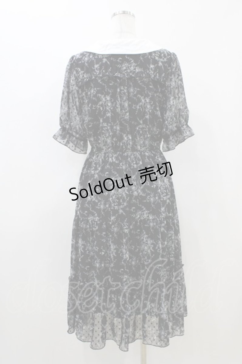画像2: axes femme / ブーケ線画柄ドットドビーワンピース M ブラック H-26-05-05-1038-AX-OP-NS-ZH (2)