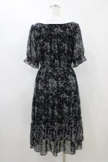 画像2: axes femme / ブーケ線画柄ドットドビーワンピース M ブラック H-26-05-05-1038-AX-OP-NS-ZH (2)