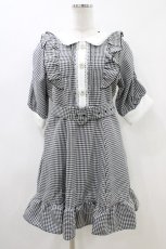 画像1: DearMyLove / キラキラビジューフリルアフタヌーンティーワンピース L/膝上 ブラックチェック H-26-05-05-1032-0-OP-NS-ZH (1)