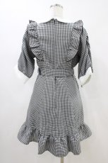 画像2: DearMyLove / キラキラビジューフリルアフタヌーンティーワンピース L/膝上 ブラックチェック H-26-05-05-1032-0-OP-NS-ZH (2)