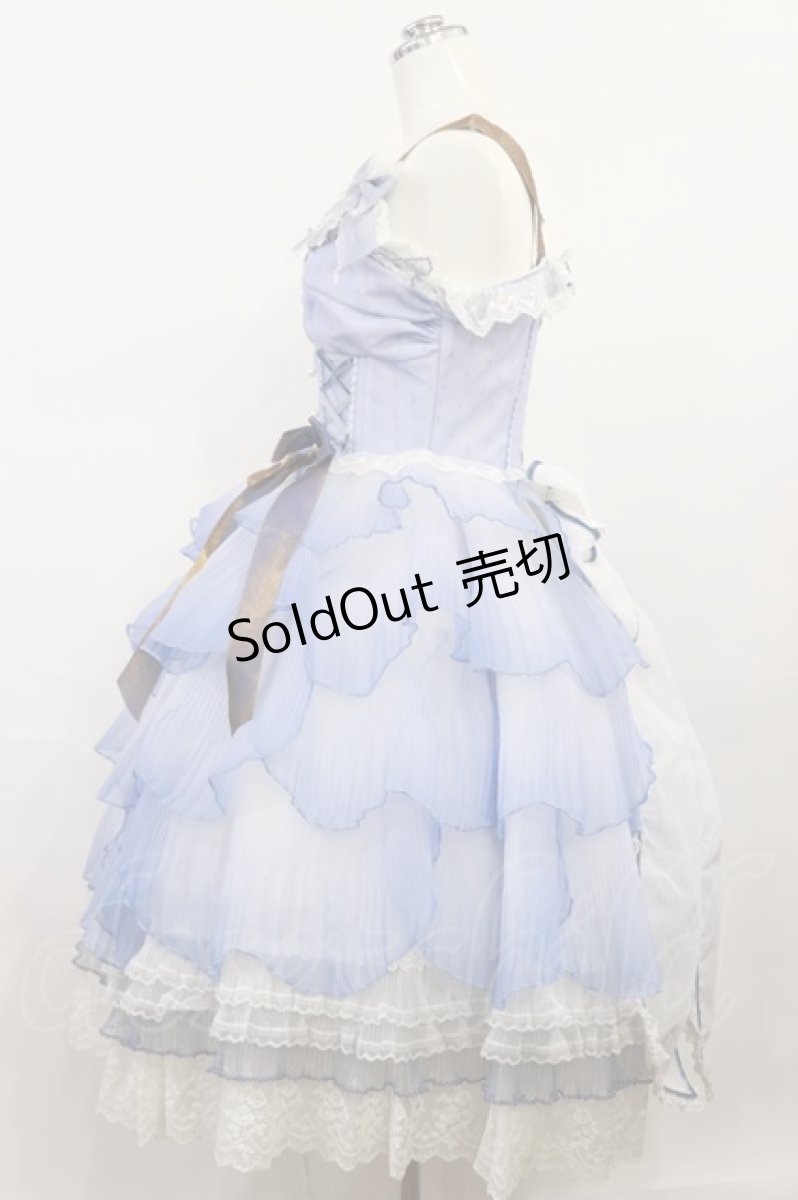 画像2: Elpress L（海外ロリータブランド） / Flower Petals Rosesジャンパースカート M サックス H-26-05-05-001-EL-OP-NS-ZH (2)