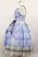 画像2: Elpress L（海外ロリータブランド） / Flower Petals Rosesジャンパースカート M サックス H-26-05-05-001-EL-OP-NS-ZH (2)