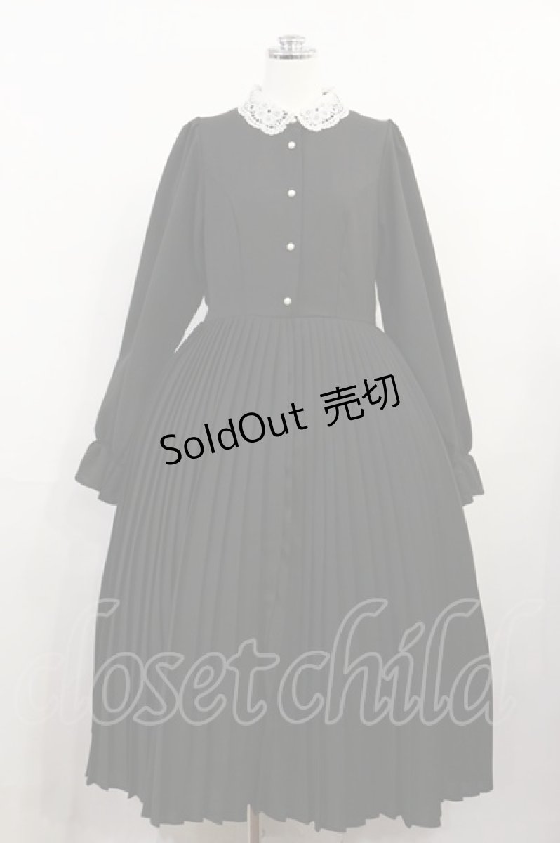 画像1: m petit by misako / AM*レースエリプリーツワンピース L ブラック H-26-05-05-009-LO-OP-NS-ZH (1)