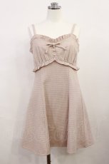 画像1: Ank Rouge / 千鳥柄フレアキャミワンピース M ピンク H-26-05-05-019-CA-OP-NS-ZH (1)