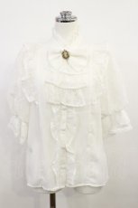 画像1: Chalmiere / クラシカルレーシー半袖ブラウス M 白 H-26-05-05-023-0-BL-NS-ZH (1)
