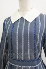 画像4: Jane Marple / Ribbon stripe jacquardのパプリックドレス  ブルーグレー H-26-05-06-029-JM-OP-KB-ZH (4)