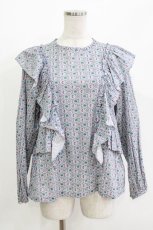 画像1: Jane Marple Dans Le Salon / Noon shoulder frill blouse  blue grey H-26-05-06-057-JM-BL-KB-ZH (1)