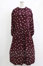 画像1: Jane Marple Dans Le Salon / Floating flowers afternoon dress  ワイン H-26-05-06-018-JM-OP-KB-ZH (1)