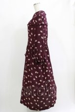 画像2: Jane Marple Dans Le Salon / Floating flowers afternoon dress  ワイン H-26-05-06-018-JM-OP-KB-ZH (2)