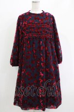 画像1: Jane Marple / Winter ribbonsスモッキングドレス  ネイビー×ワインレッド H-26-05-06-021-JM-OP-KB-ZH (1)