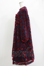 画像2: Jane Marple / Winter ribbonsスモッキングドレス  ネイビー×ワインレッド H-26-05-06-021-JM-OP-KB-ZH (2)
