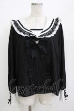 画像1: DearMyLove / セーラーレースビジューブラウス 4L ブラック H-26-05-08-039-LO-BL-NS-ZH (1)