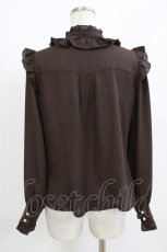 画像2: axes femme POETIQUE / スタンドカラーフリルブラウス M ブラウン H-26-05-08-048-AX-BL-NS-ZH (2)
