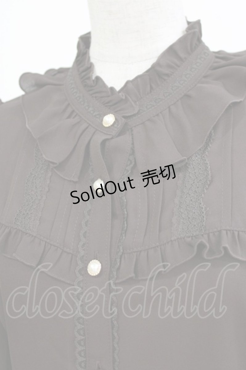 画像3: axes femme POETIQUE / スタンドカラーフリルブラウス M ブラウン H-26-05-08-048-AX-BL-NS-ZH (3)