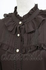 画像3: axes femme POETIQUE / スタンドカラーフリルブラウス M ブラウン H-26-05-08-048-AX-BL-NS-ZH (3)