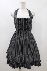 画像1: PEACE NOW / ホルターストライプジャンパースカート M 黒×白 H-26-05-08-1016-PU-SK-AK-ZH (1)
