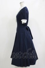 画像2: Secret Honey / バイカラーフリルロングワンピース M ネイビー H-26-05-08-008-CA-OP-NS-ZH (2)
