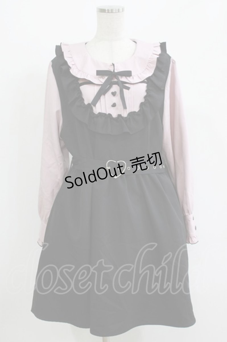 画像1: DearMyLove / お茶会フリルリボンワンピース 4L ピンク/ブラック H-26-05-08-012-LO-OP-NS-ZH (1)