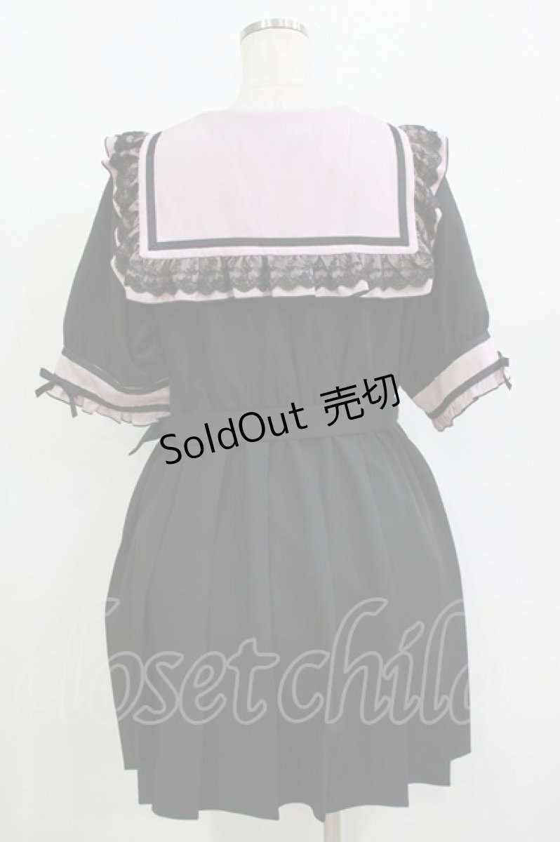 画像3: DearMyLove / ハートくり抜きフリルセーラーワンピース 4L ブラック/ピンク H-26-05-08-016-LO-OP-NS-ZH (3)