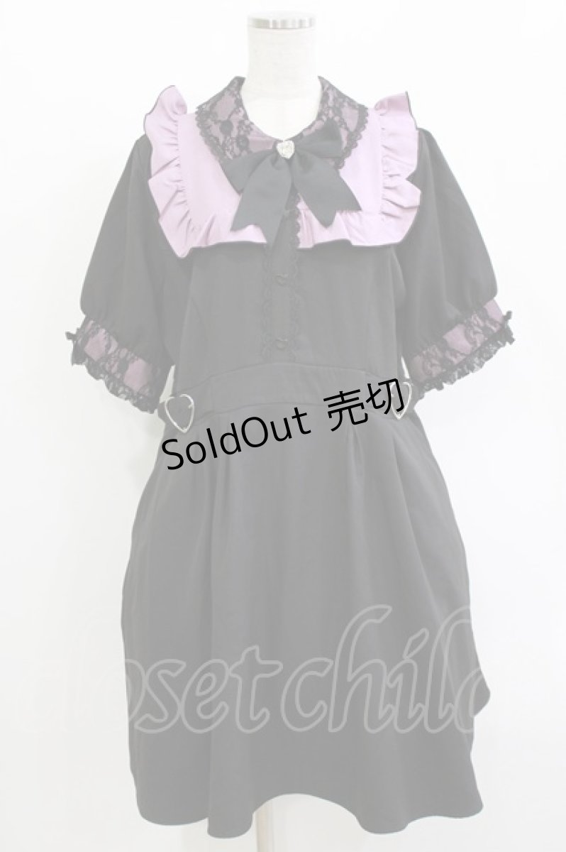 画像1: DearMyLove / レース重ねハートバックルベルトワンピース 4L ブラック/パープル H-26-05-08-019-LO-OP-NS-ZH (1)