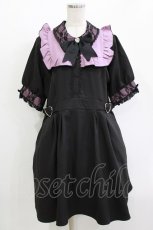 画像1: DearMyLove / レース重ねハートバックルベルトワンピース 4L ブラック/パープル H-26-05-08-019-LO-OP-NS-ZH (1)