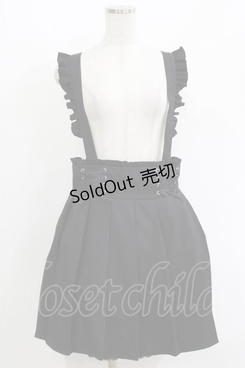 画像1: DearMyLove / サス付レースアッププリーツスカート 4L ブラック H-26-05-08-025-LO-SK-NS-ZH (1)