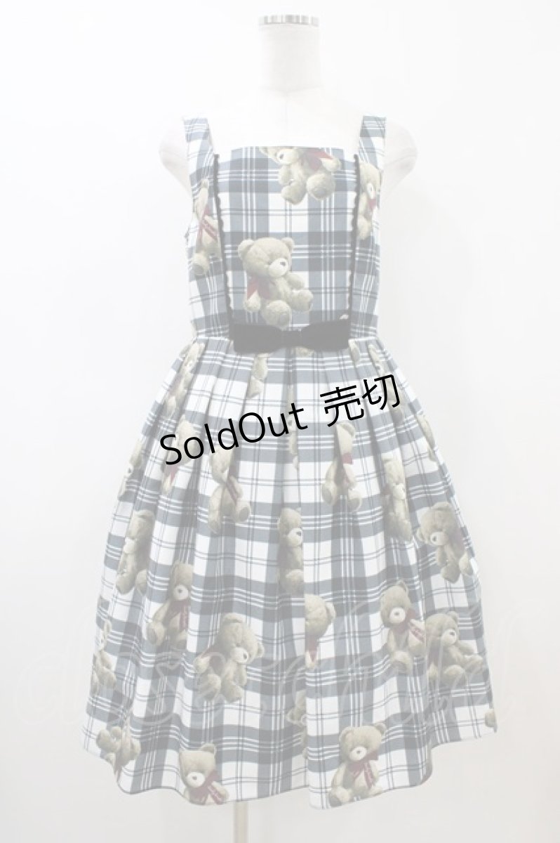 画像1: Emily Temple cute / Teddy Bear Tartanノースリーブワンピース  オフ白 H-26-05-09-1029-ET-OP-KB-ZH (1)