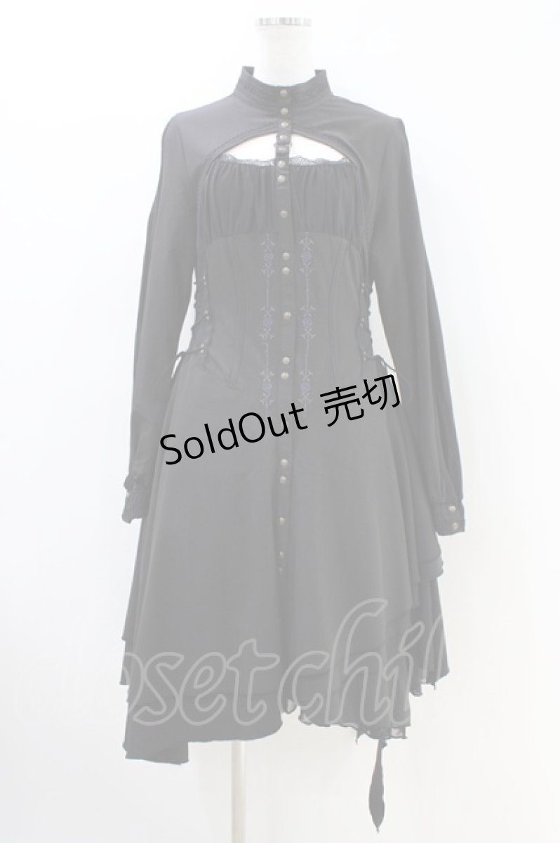 画像1: Ozz Croce / 薔薇刺繍レイヤードワンピース  黒 H-26-05-09-1018-OO-OP-AK-ZH (1)