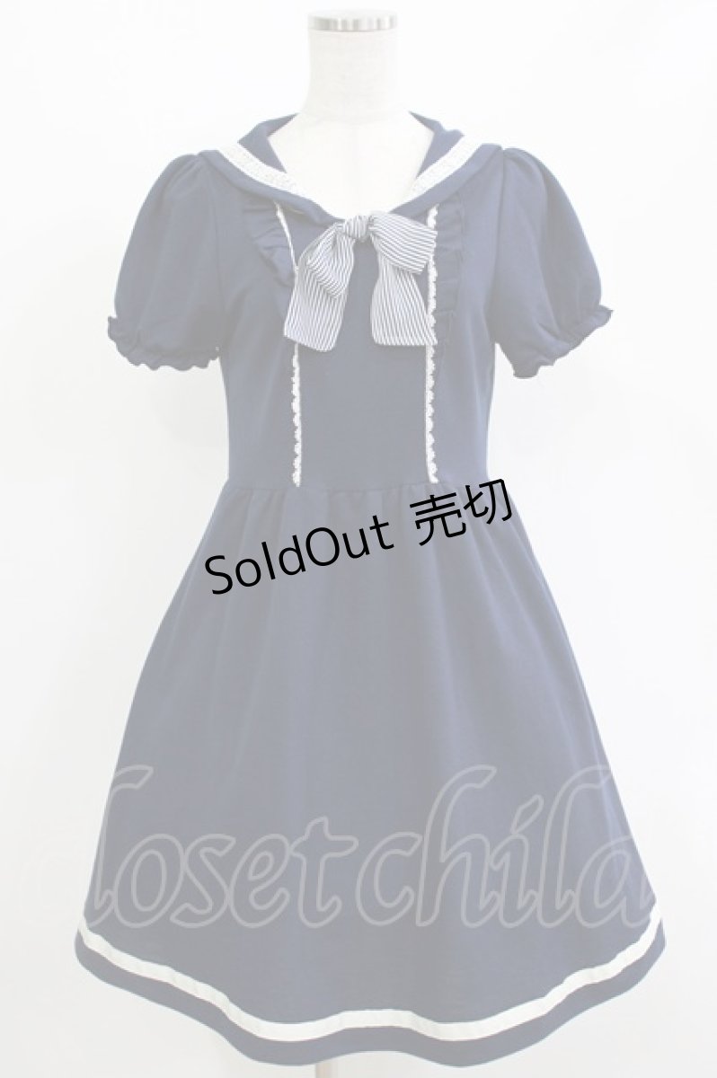 画像1: axes femme POETIQUE / セーラー襟カットチュニック M ネイビー H-26-05-09-024-AX-OP-NS-ZH (1)