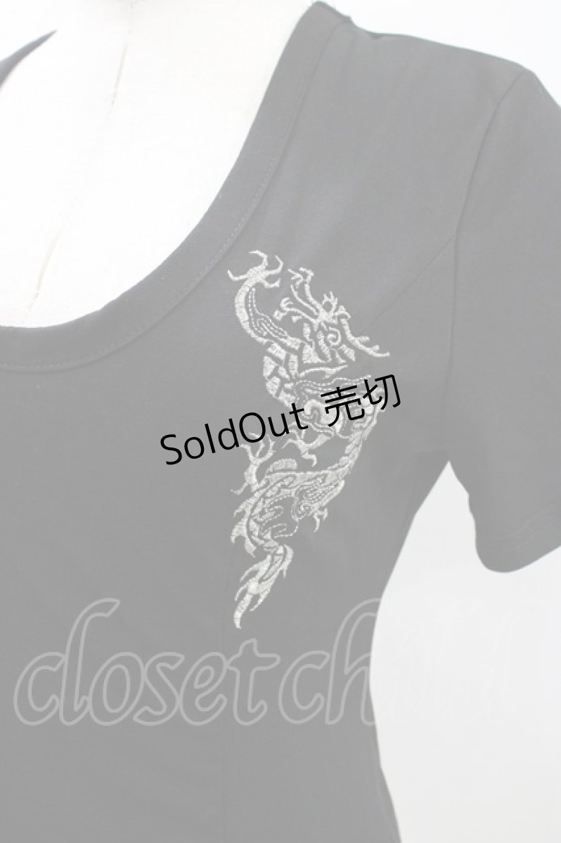 画像3: Ozz Croce / 刺繍半袖カットソー  黒 H-26-05-10-027-OO-TO-AK-ZH (3)