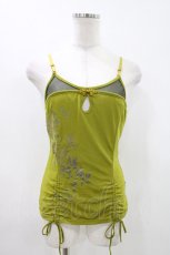 画像1: Ozz oneste / 刺繍キャミソール  黄緑 H-26-05-10-028-OO-TO-AK-ZH (1)