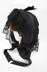 画像1: Moi-meme-Moitie / 燭台エンブレムボンネット  black x black H-26-05-10-006-MO-AC-AK-ZH (1)