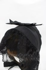 画像3: Moi-meme-Moitie / 燭台エンブレムボンネット  black x black H-26-05-10-006-MO-AC-AK-ZH (3)
