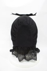画像4: Moi-meme-Moitie / 燭台エンブレムボンネット  black x black H-26-05-10-006-MO-AC-AK-ZH (4)