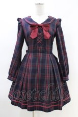画像1: Secret Honey / セーラーチェックワンピース M ネイビー H-26-05-10-1030-CA-OP-NS-ZH (1)