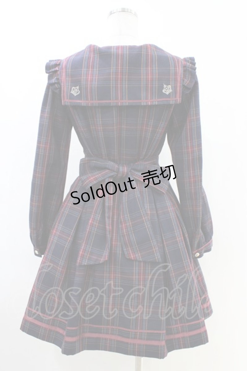 画像2: Secret Honey / セーラーチェックワンピース M ネイビー H-26-05-10-1030-CA-OP-NS-ZH (2)