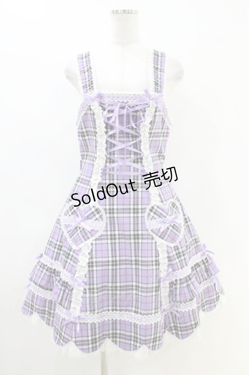 画像1: Angelic Pretty / ハートポッケジャンパースカート Free パープル H-26-05-10-1033-AP-OP-NS-ZH (1)